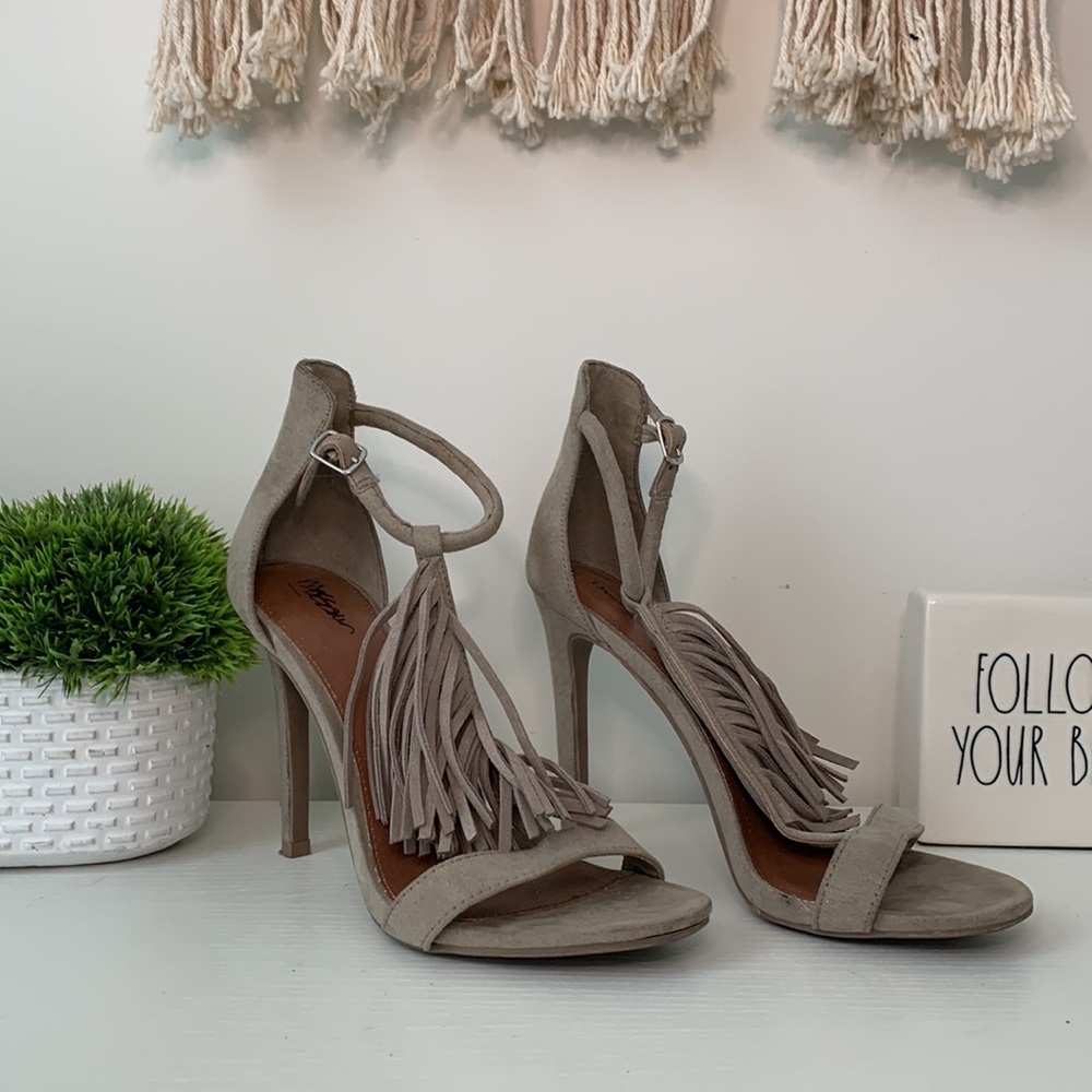 Gray Tassel Heels